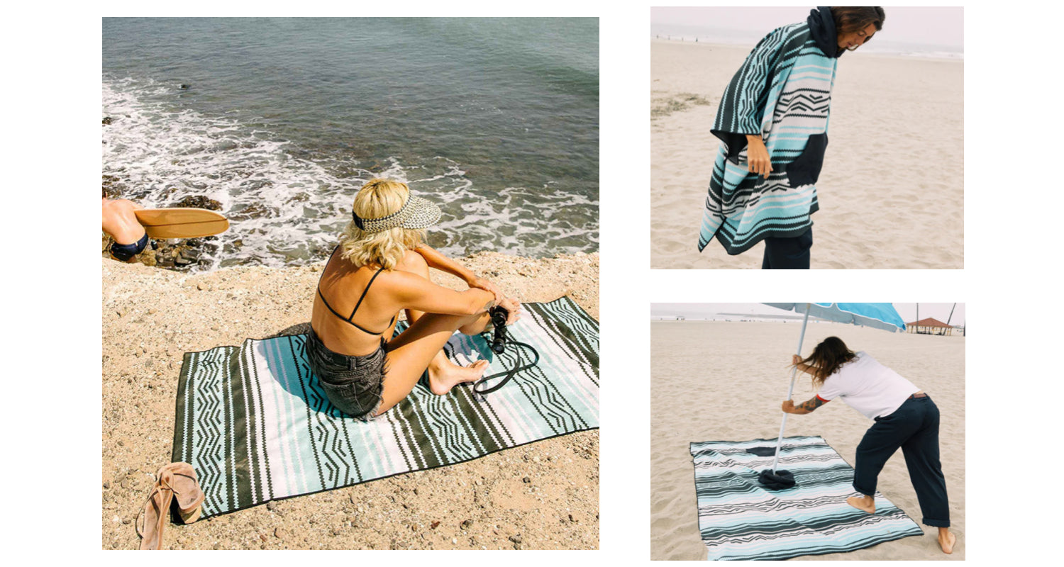 beach towelling poncho with multi-functional use