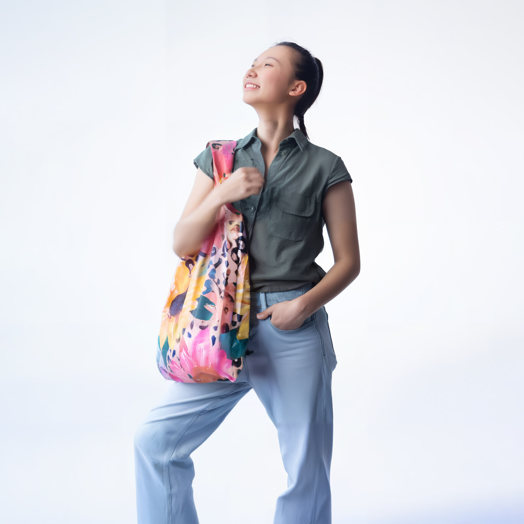 Splash Sunflower Floral Shopping Bags