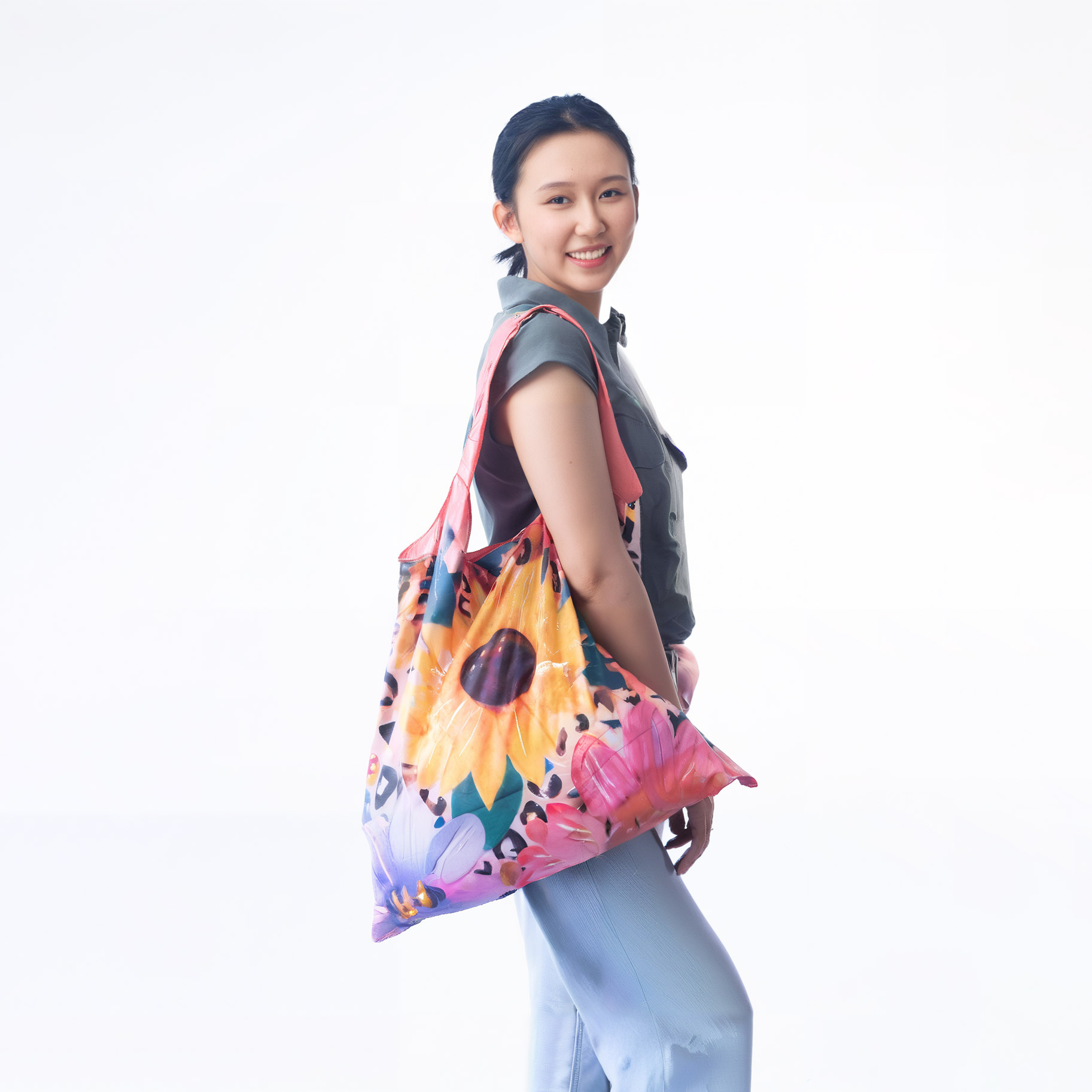 Splash Sunflower Floral Shopping Bags