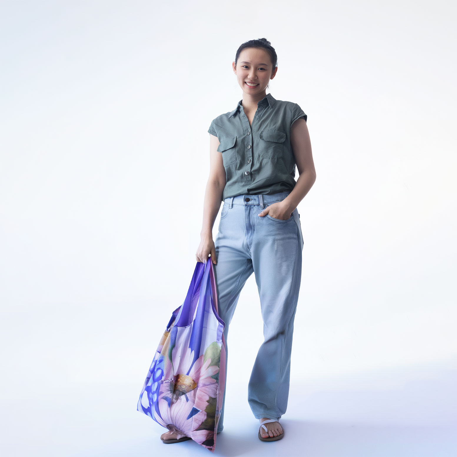 Purple Petal Daisy Garden Foldable Bags