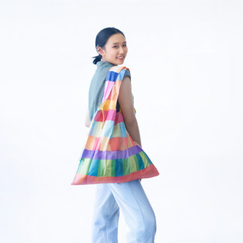 Rainbow Stripes Color Block Shopping Bags