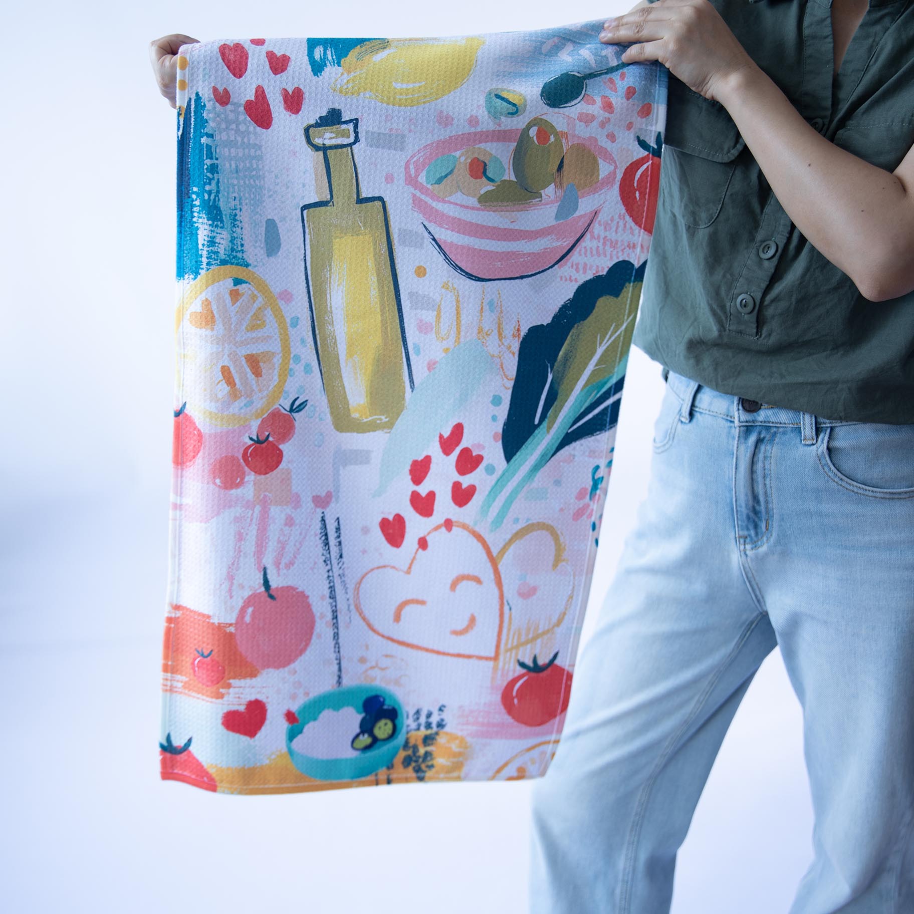 Colorful Culinary Collage Tea Towels