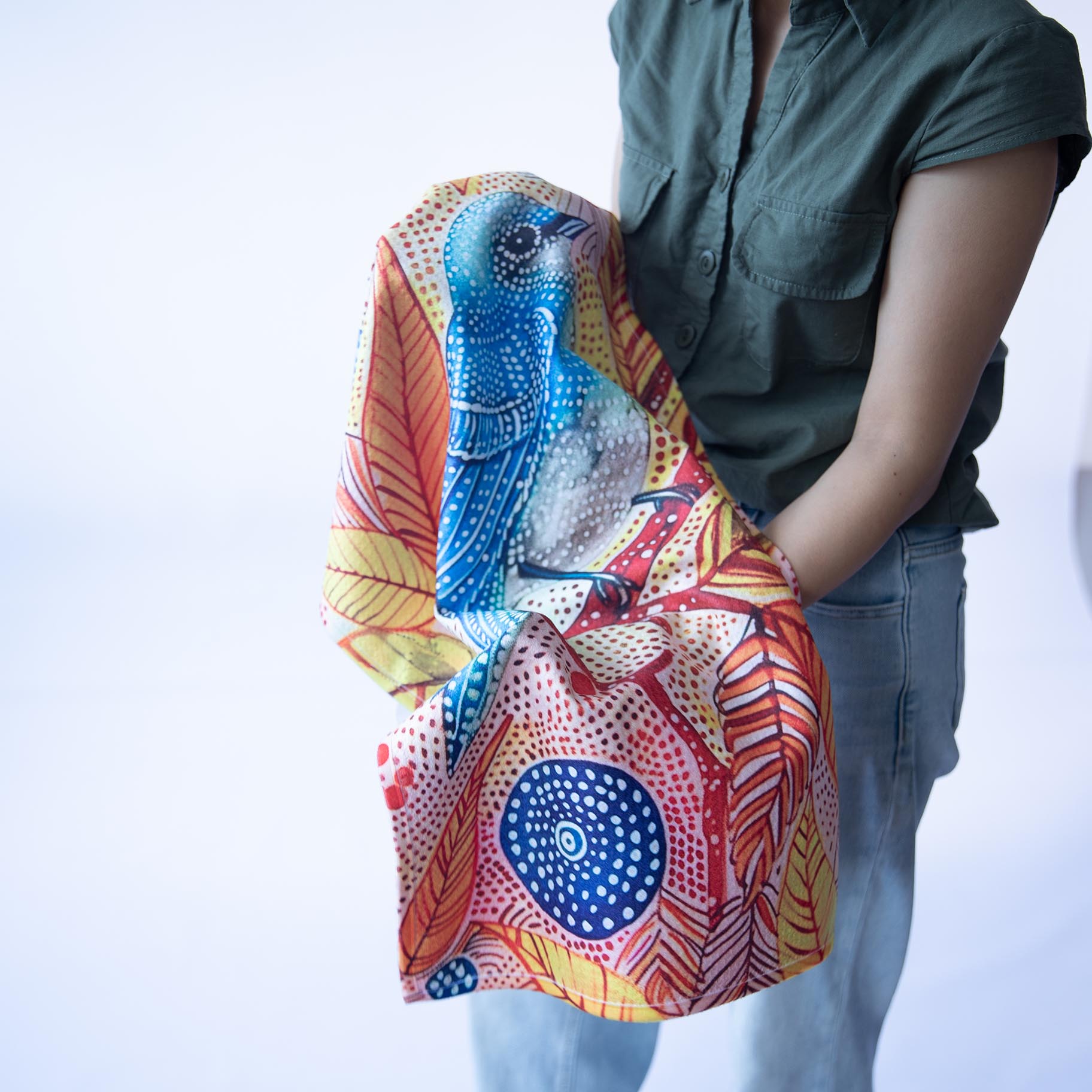 Vibrant Blue Bird Tea Towels