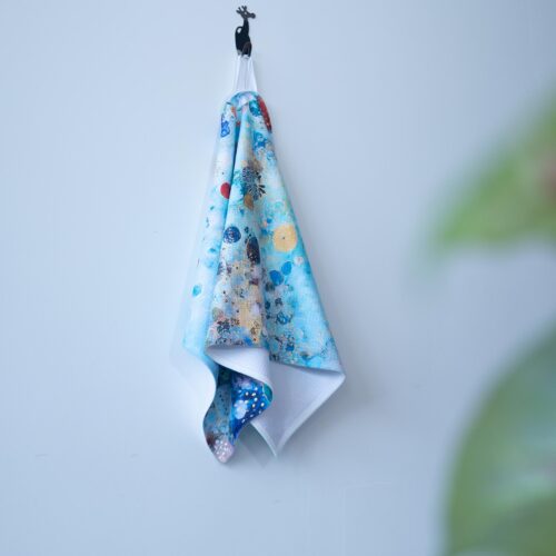 Abstract Aqua Circles Kitchen Towels