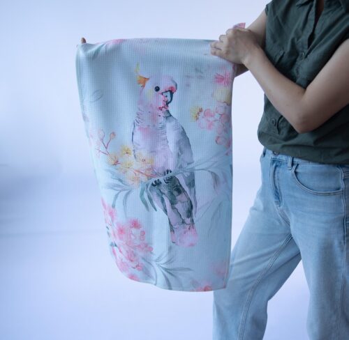 Cherry Blossom Cockatoo Tea Towels
