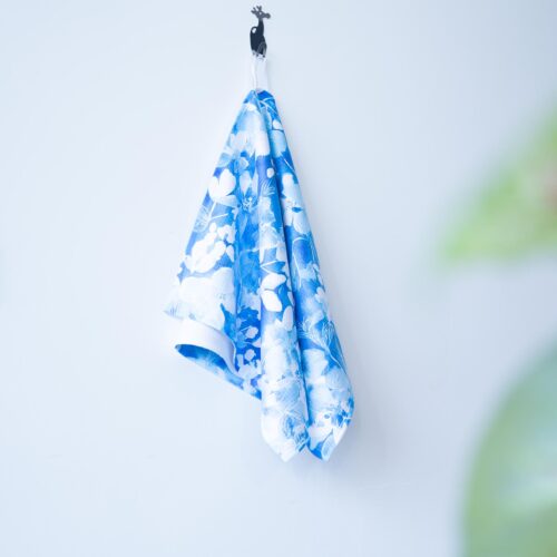 Azure Blue Floral Bar Towels