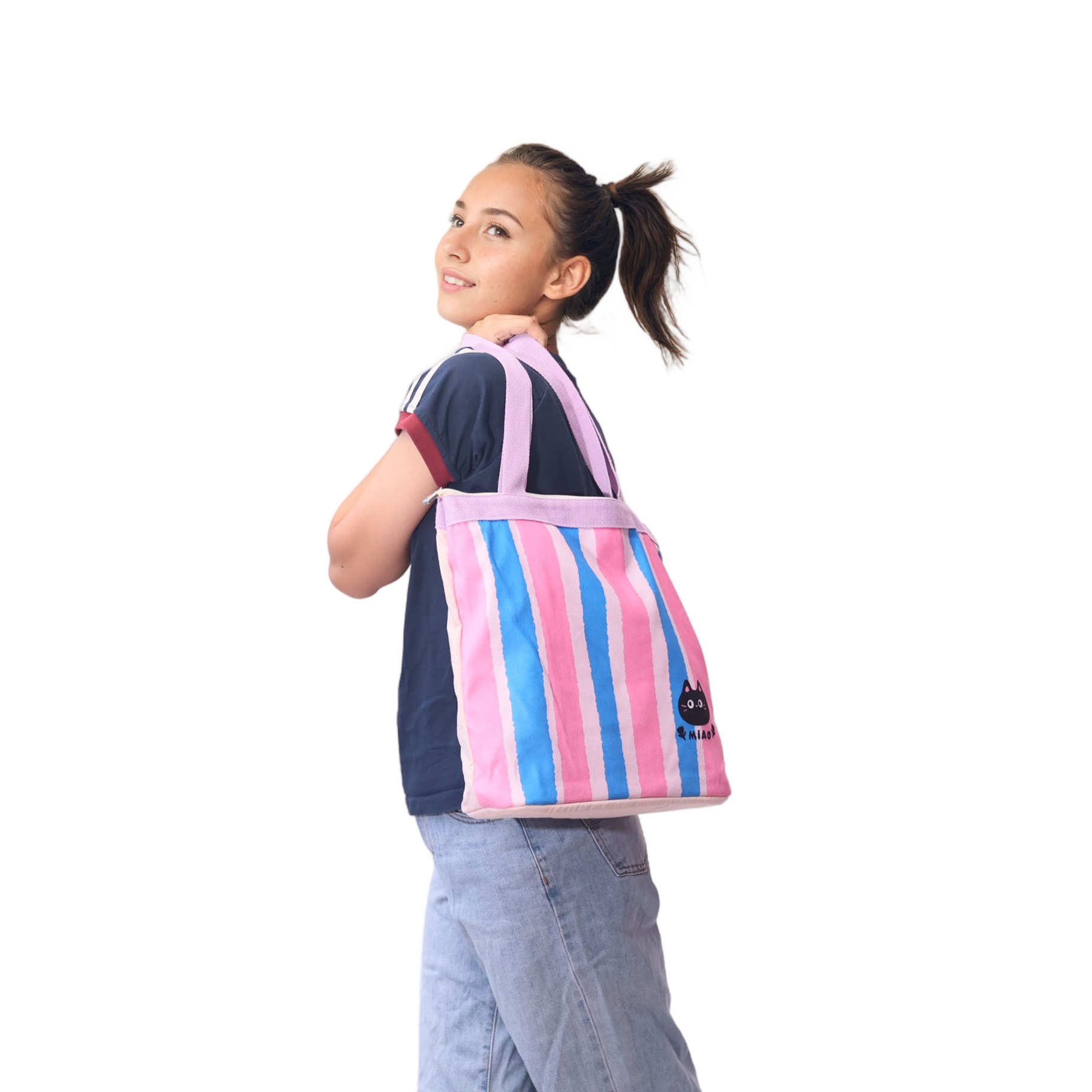 Candy Cat Stripe Tote Bag