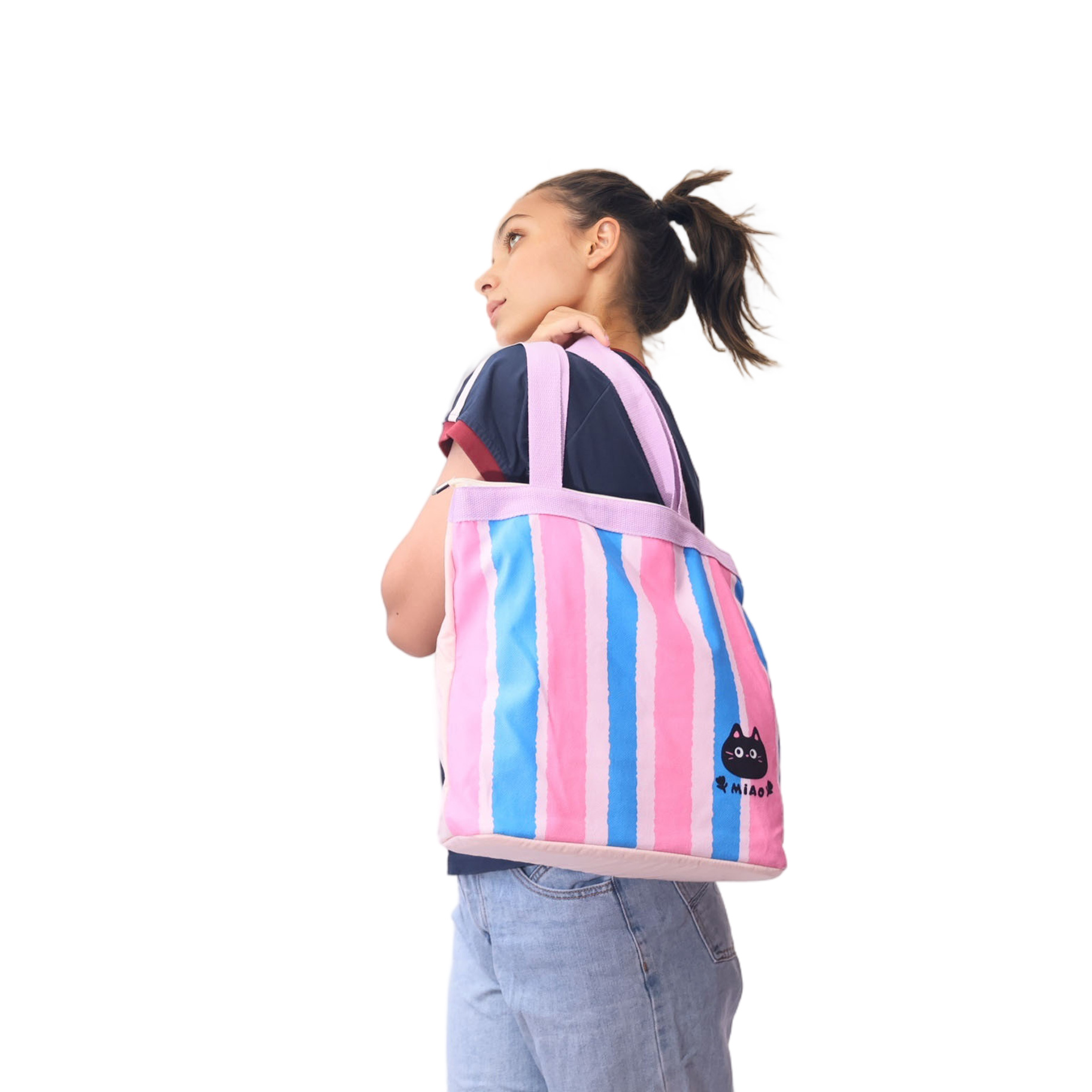 Candy Cat Stripe Tote Bag