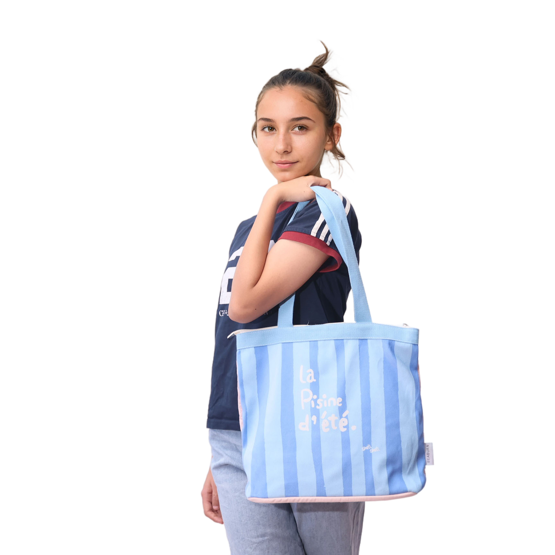 Sky Blue Stripes Carry Bag
