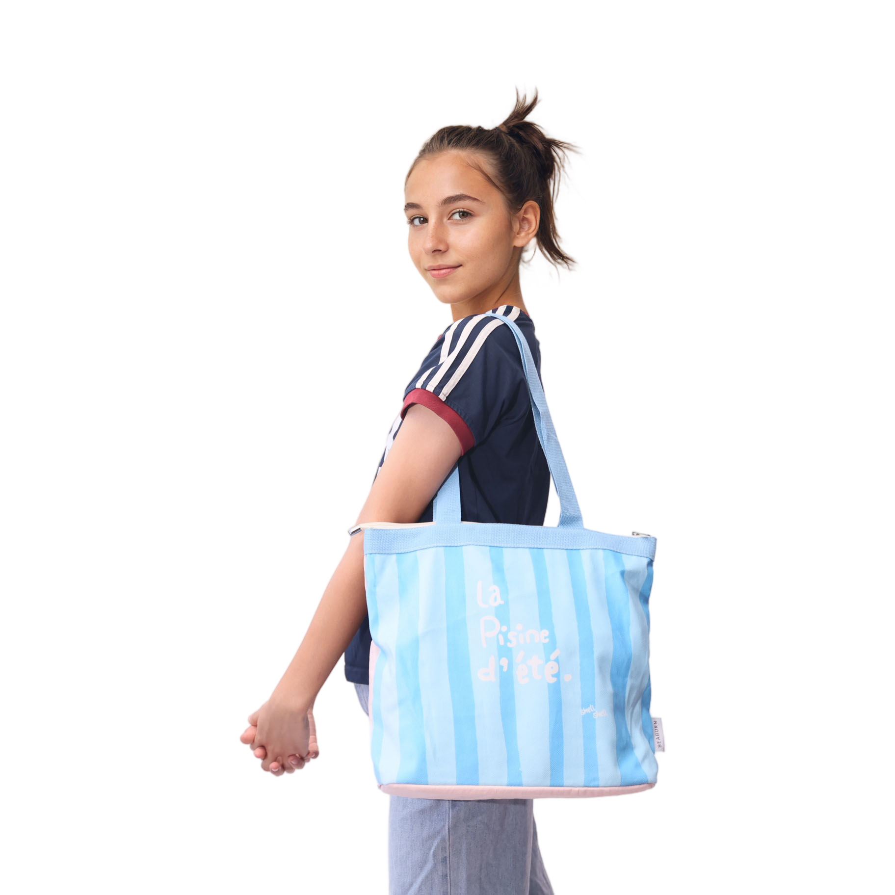 Ocean Blue Stripes Tote Bag