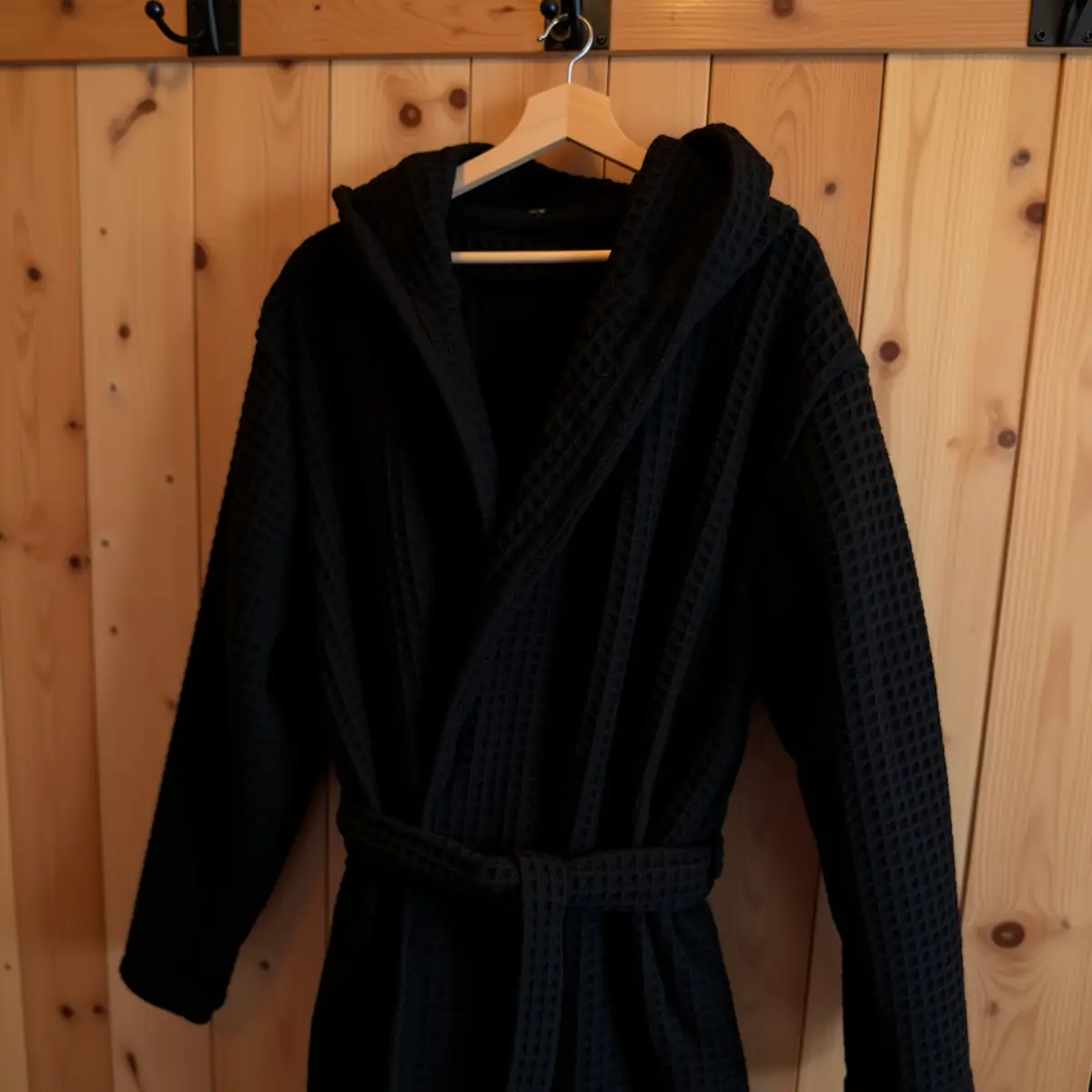 Midnight Black Waffle Bath Robes