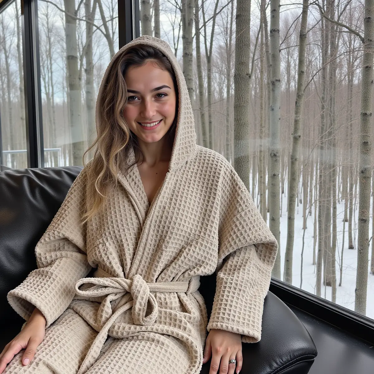 Soft Beige Waffle Bath Robes