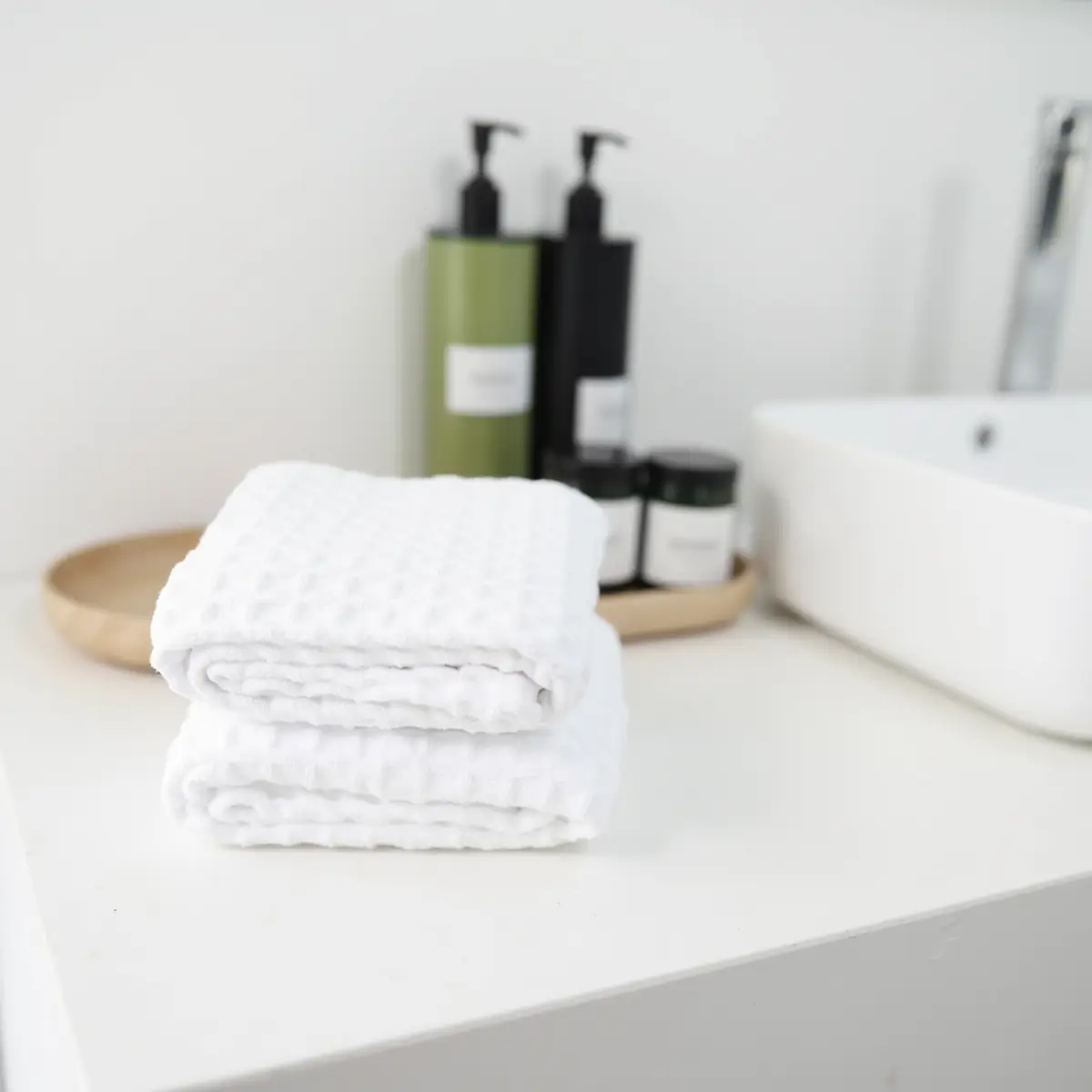 Elegant White Waffle Bath Towel