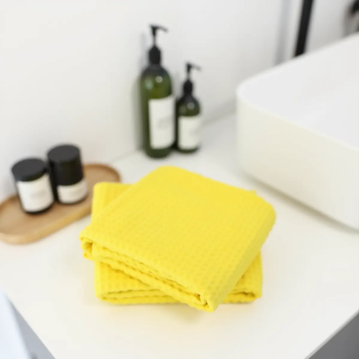 Warm Yellow Waffle Bath Towel