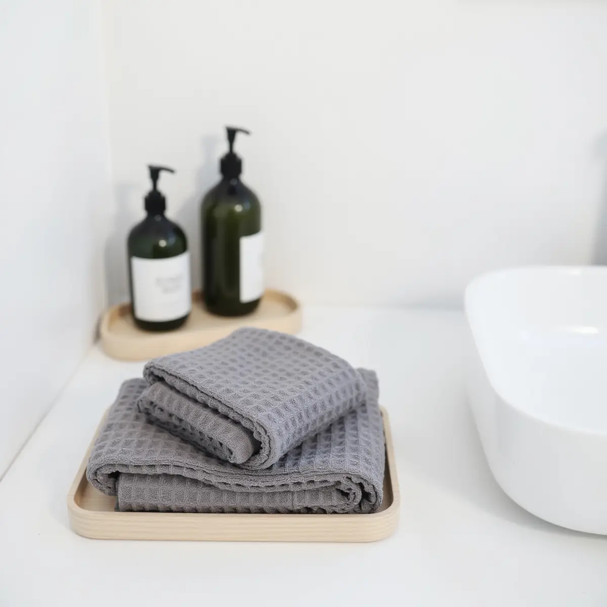 Soft Gray Waffle Bath Towel