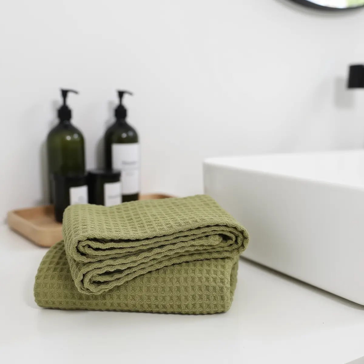 Vibrant Green Waffle Bath Towel