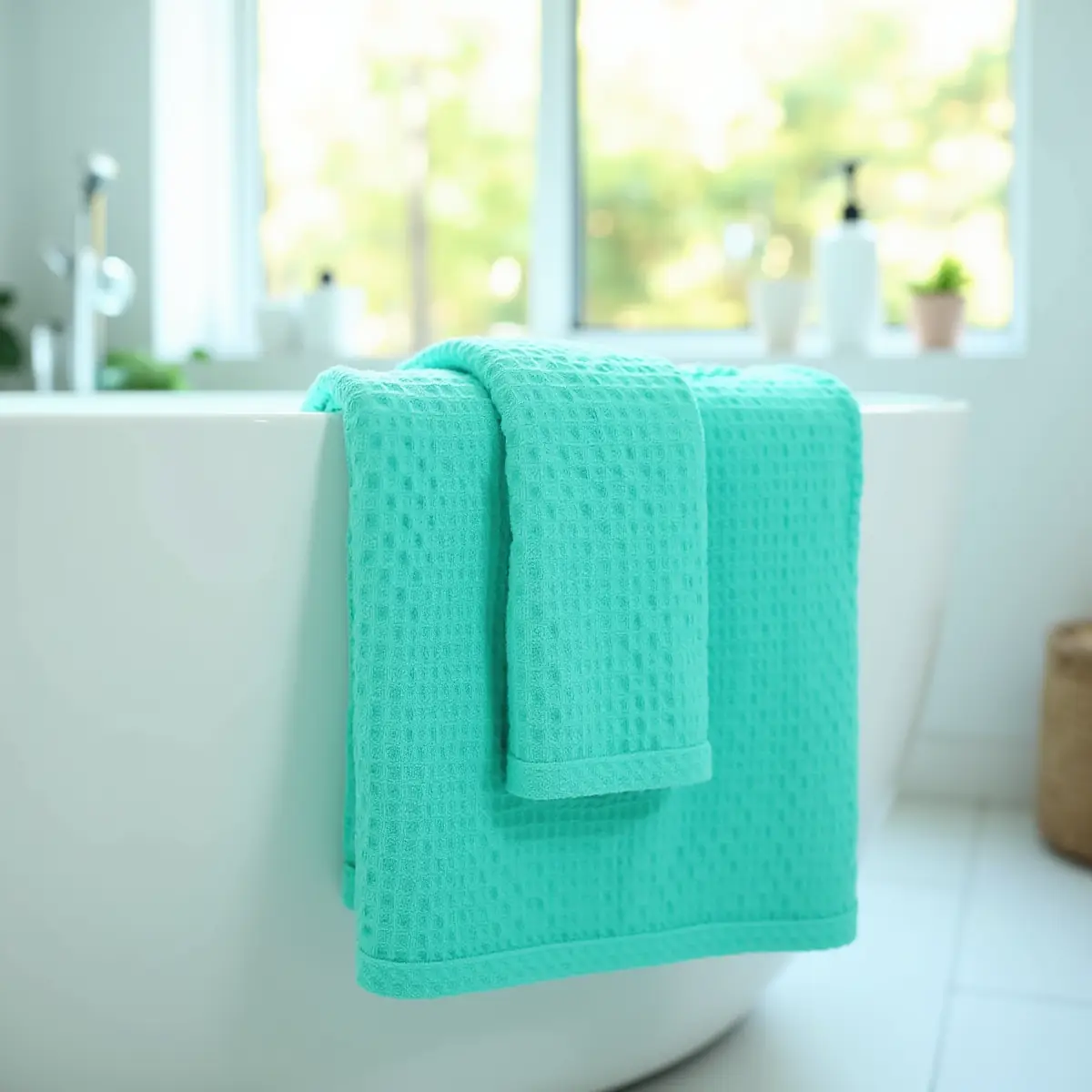 Cool Mint Waffle Bath Towel