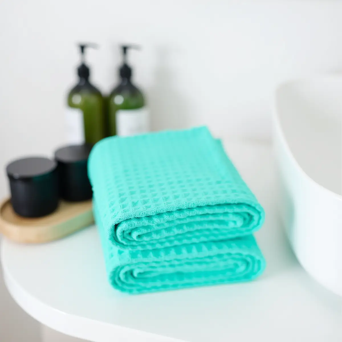 Cool Mint Waffle Bath Towel