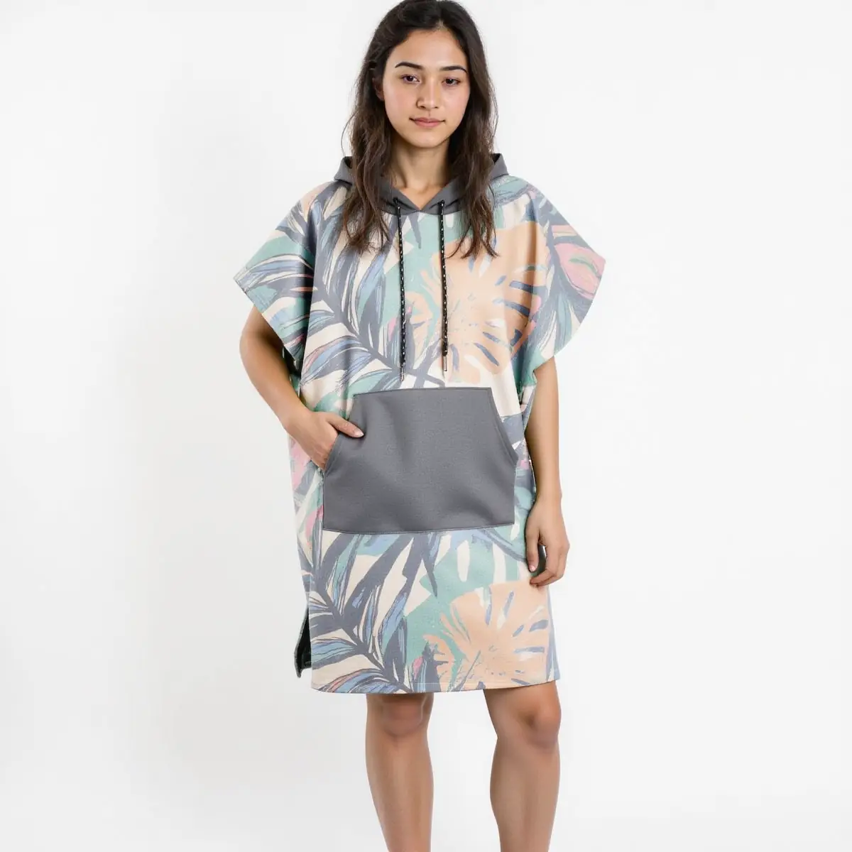 Tropical Leafy Jungle Adults Hooded Beach Towel