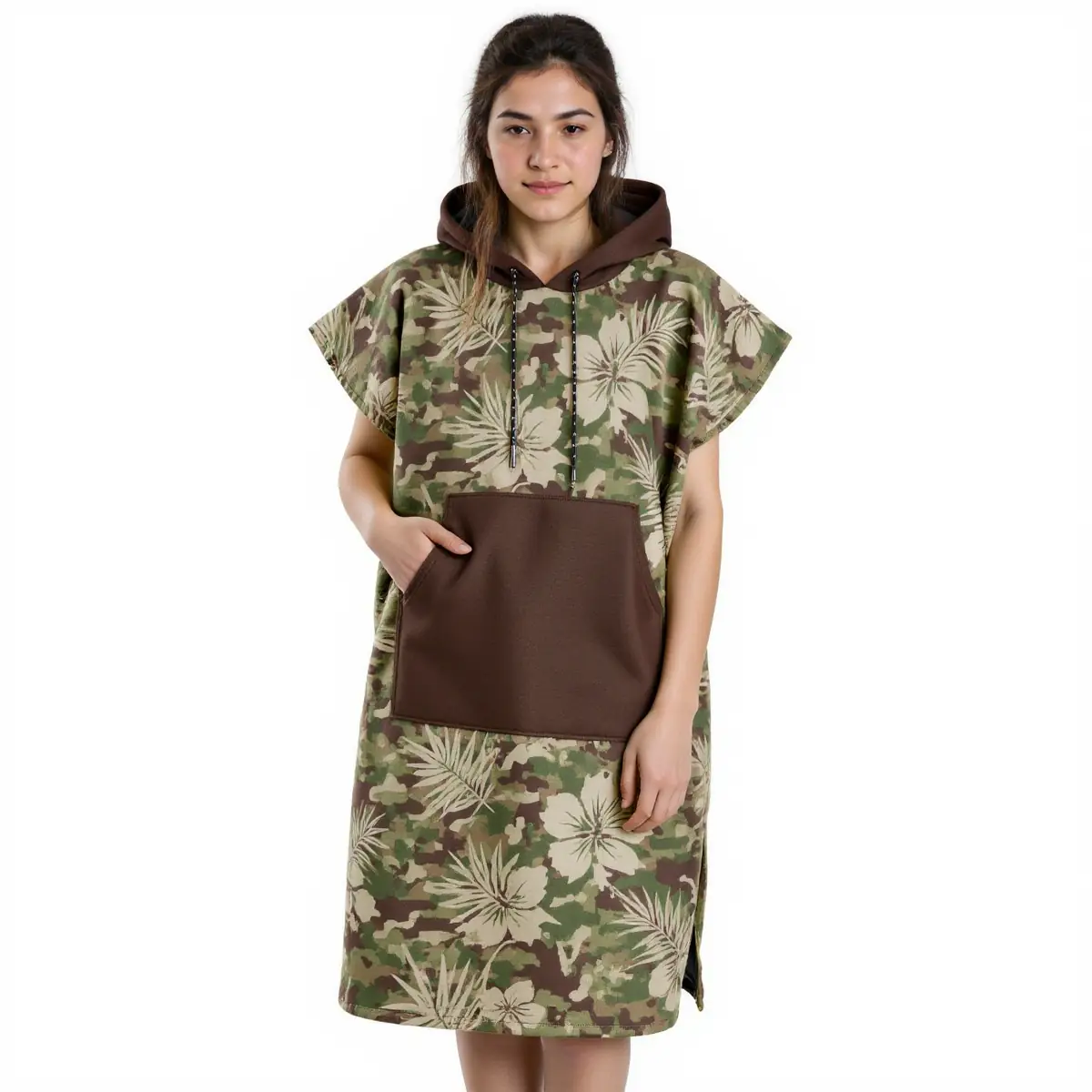 Camouflage Floral Fusion Hooded Poncho Towel