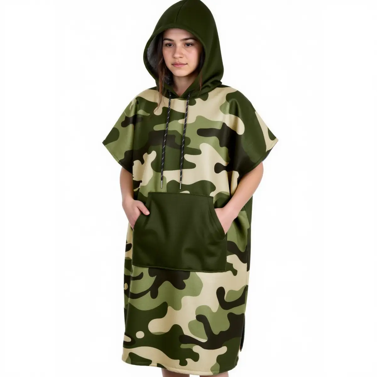Classic Green Camouflage Hooded Beach Towel