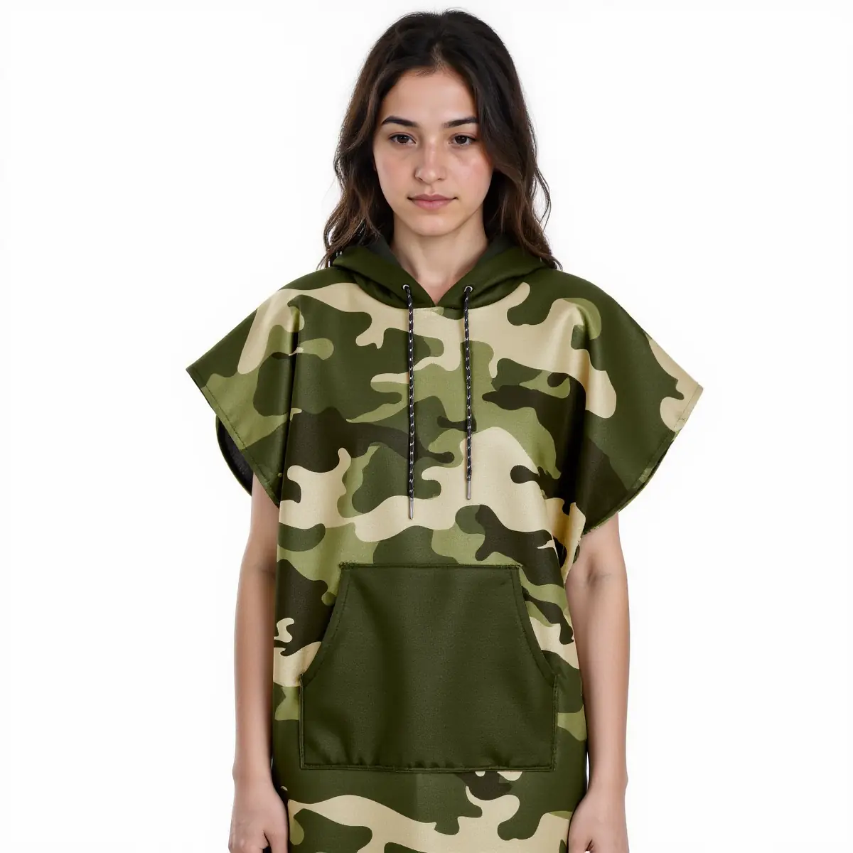 Classic Green Camouflage Hooded Beach Towel