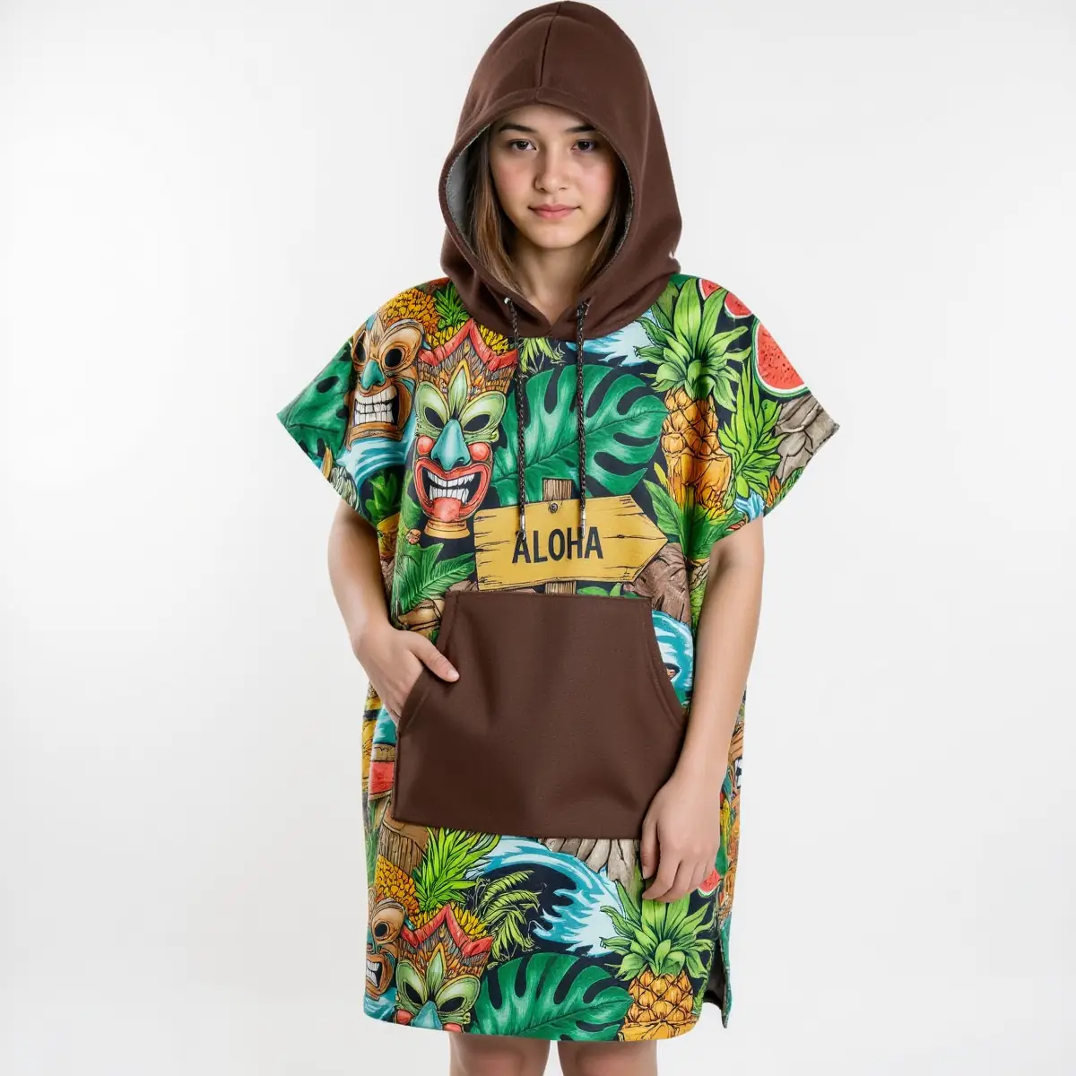 Hawaiian Volcano Tropical Adventure Hooded Beach Towel