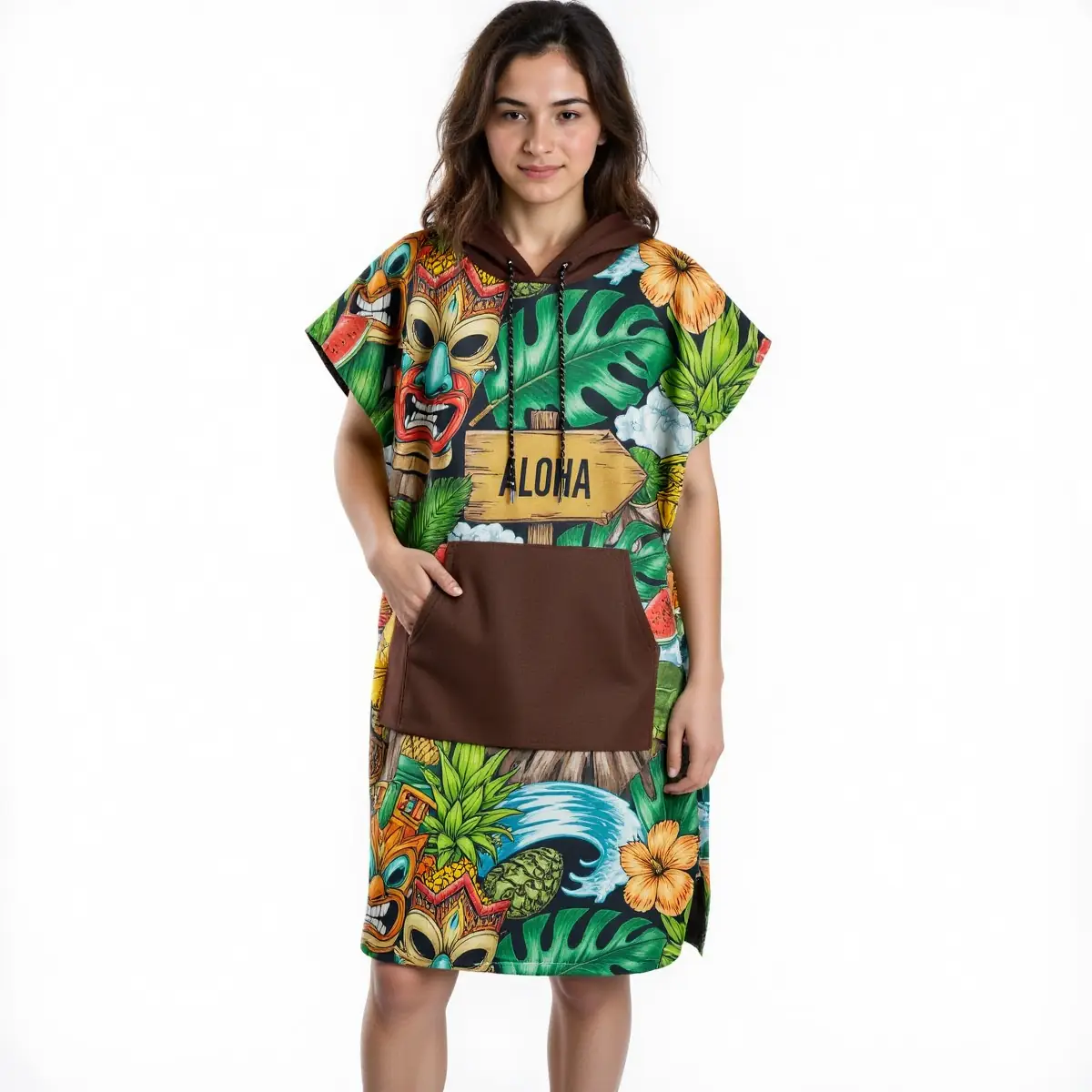 Hawaiian Volcano Tropical Adventure Hooded Beach Towel