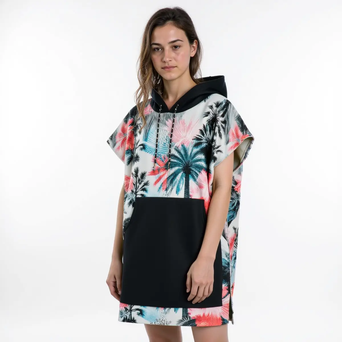 Tropical Pink Palm Oasis Adults Hooded Beach Towel