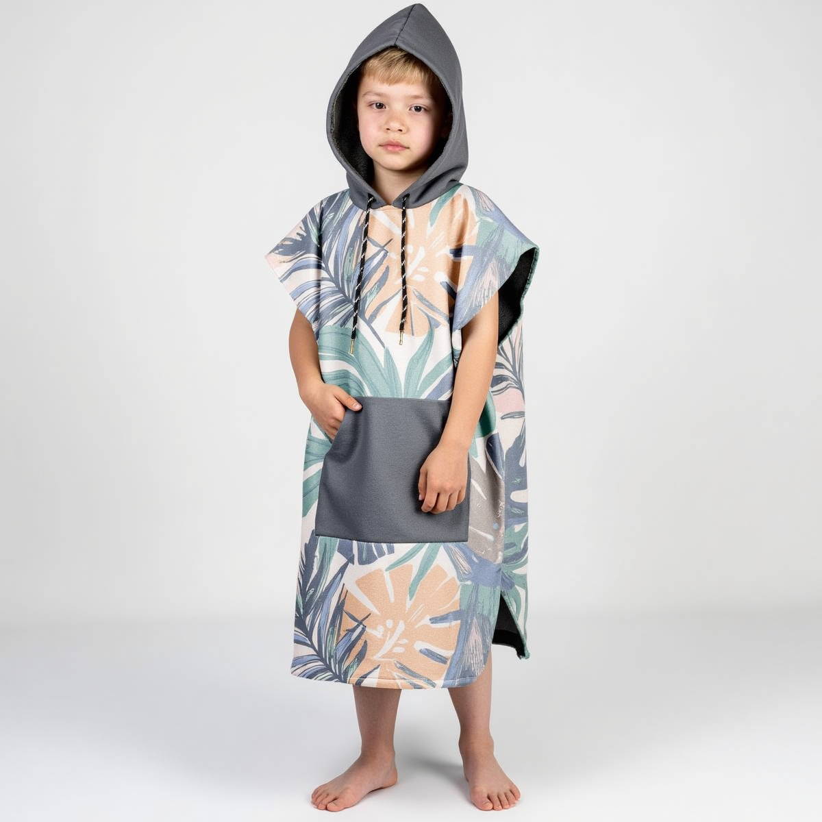 Tropical Leafy Fun Children Hooded Poncho Towel